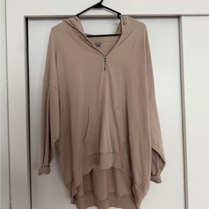 Tan Hooded Pullover with Front Pocket